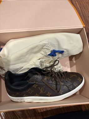 Louis Vuitton Brown Monogram Low-Top Sneaker with White Sole